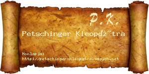 Petschinger Kleopátra névjegykártya